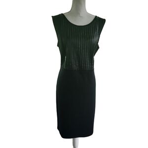 Eloquii Black Scoop Neck Dress 18W Faux Leather Ribbed Sleeveless Cocktail Party